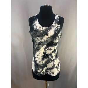 Honour Womens L Racerback Athletic Tank Tie Dye Black White | Athleisure Gymcore